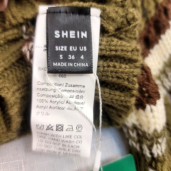 Cropped Crochet Striped Long Sleeve Sweater Small Multi-Color Acrylic Knit Boho - Picture 4 of 11